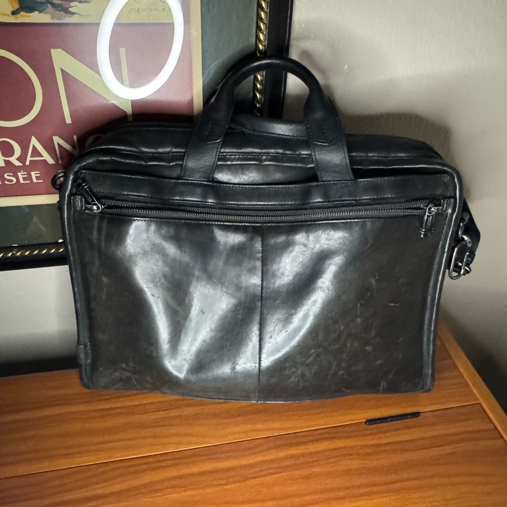 Vintage men’s TUMI black leather messenger laptop briefcase bag